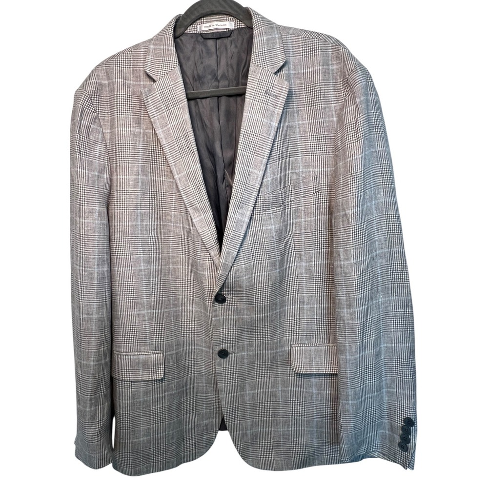 Lauren Ralph Lauren Men's Wool‎ Blend Glen Plaid Blazer Gray Black 2-Button 40R